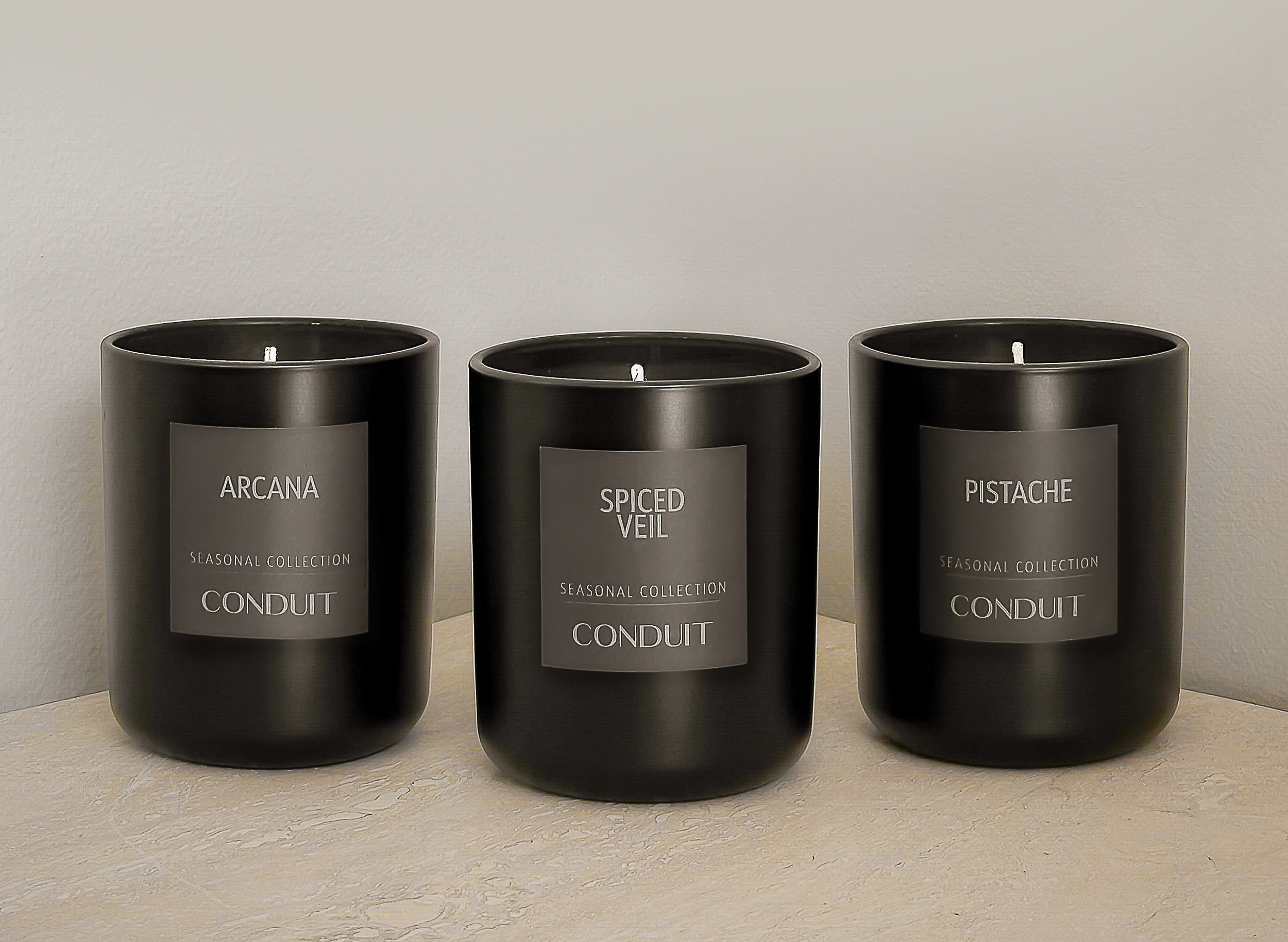 Seasonal Candle Trio – Arcana, Pistache and Spiced Veil | CONDUIT